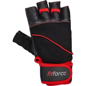 Fitforce FERAL Kožené fitness rukavice, čierna, veľkosť M