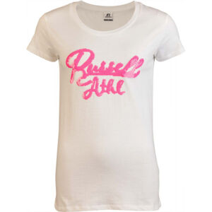 Russell Athletic SEQUINS S/S  CREWNECK TEE SHIRT Dámske tričko, biela, veľkosť
