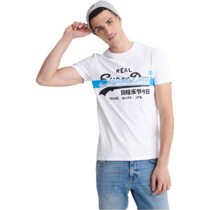 Superdry VL CROSS HATCH TEE Pánske tričko, biela, veľkosť S