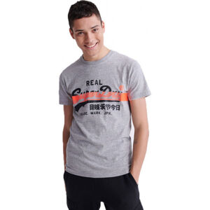 Superdry VL CROSS HATCH TEE Pánske tričko, sivá, veľkosť XL