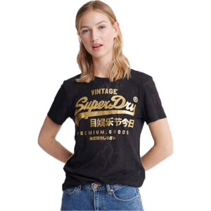 Superdry PG SNAKE BURNOUT ENTRY TEE Dámske tričko, čierna, veľkosť 12